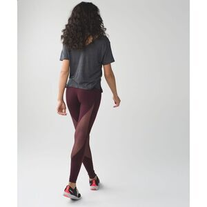 LULULEMON Women’s Burgundy Bordeaux High Rise Wunder Under Full-On Luon Shine On